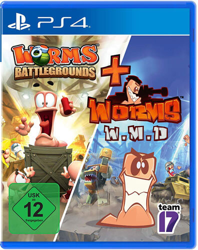 Worms Battlegrounds + Worms W.M.D box art for Playstation 4